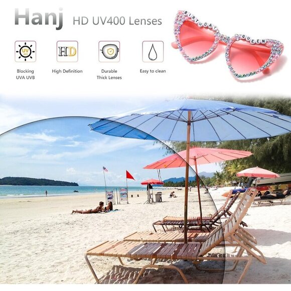 ?Women Pink Heart Shaped Sunglasses Birthday Queen Glasses Heart Sunglasses main image 6